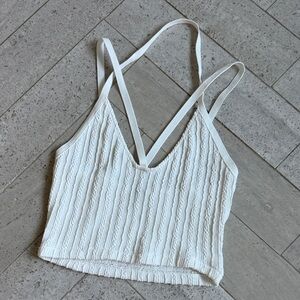Zara White Textured Crop Top